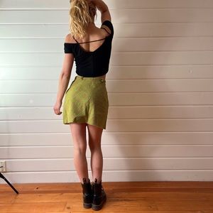 Vintage green plaid wool mini skirt